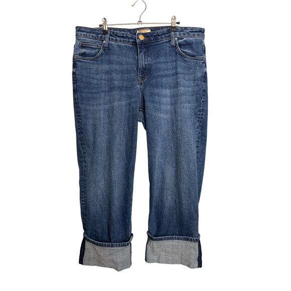 Kut from the Kloth Jeans Womens 14W Sienna Blue High Rise Wide Leg Cuffed - Picture 1 of 5